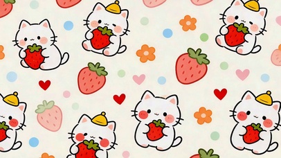 可爱草莓小猫
