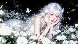 蝶梦白花少女