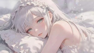 柔光中晨起的少女
