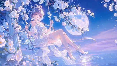 夏日月色 荡秋千