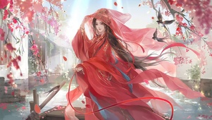 桥边古风少女