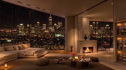 城市夜晚玻璃雨