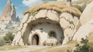 蓝天阳光石头小屋