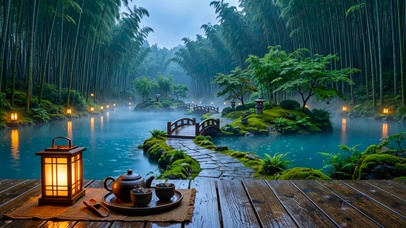 竹林湖边