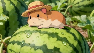 西瓜上松鼠带鱼屏