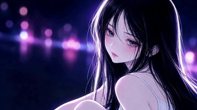 暗夜紫光二次元长发美少女