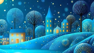 夜景星空树带鱼屏