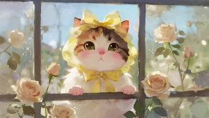 可爱窗外的猫咪