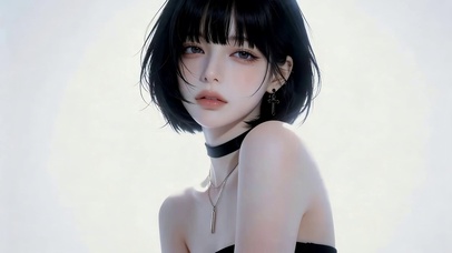 甜系短发女孩