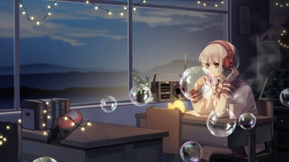 深夜学习的少女