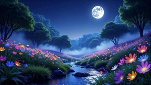 护眼夜景山水