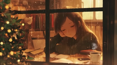 唯美雨夜的女孩