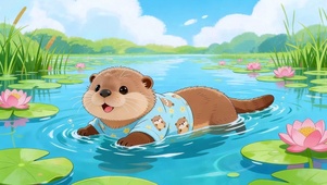 荷间萌趣水獭