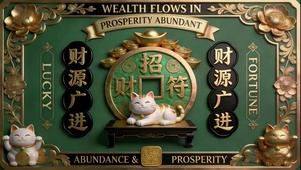新概念铜绿版画招财喵
