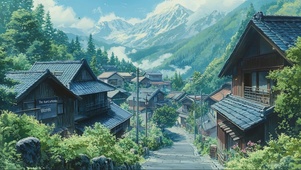 绿色静谧夏日乡村小镇