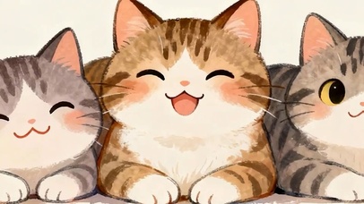 猫咪带鱼屏双屏