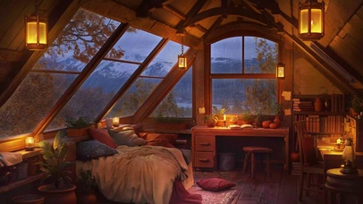 4K雨天舒适小木屋