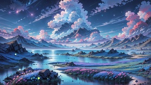 萤火小溪夜景