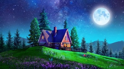 唯美梦幻夜晚小屋