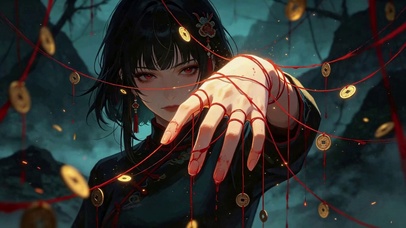 国风红线铜钱美少女