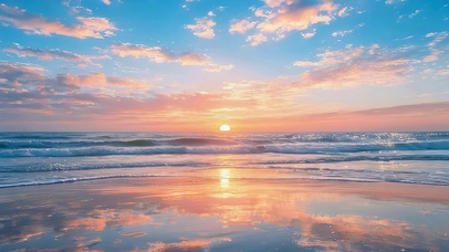 唯美晚霞大海