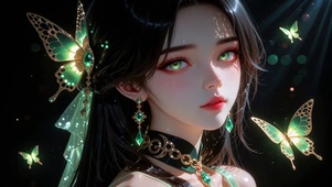 绿蝶古风美女壁纸