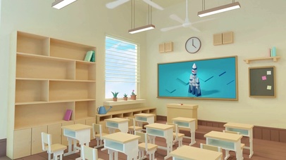 3D阳光教室书架书桌电脑桌面