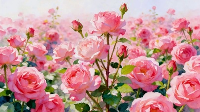 粉玫花海