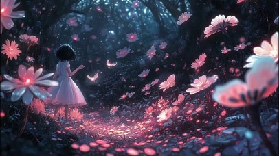 幽静唯美森林蝴蝶少女