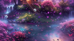 溪流花草