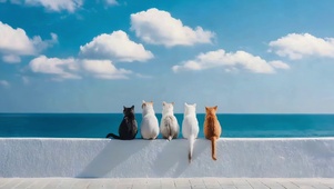 海边看海的猫咪