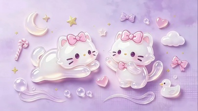 梦幻香芋紫猫咪治愈意境