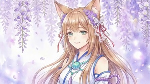 紫藤花下狐耳少女