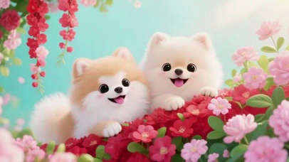 两只可爱萌狗狗