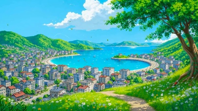 治愈湖边小镇