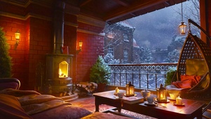 冬日雪天温暖小屋