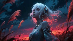 风中的银发少女