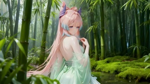 竹林可爱女孩