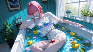 浴缸粉发甜美女孩玛琪玛