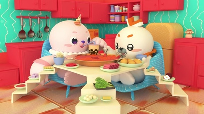 海豹良小宝与粉米花·吃火锅