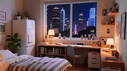 4K夜晚温馨卧室