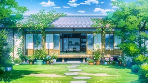 夏日木屋庭院