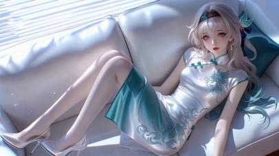 白瓷青釉旗袍少女流萤