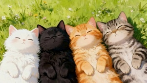 躺在草地上的可爱猫咪