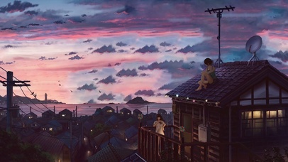 夕阳下的休闲