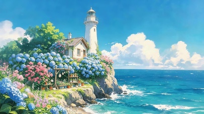 唯美海边鲜花