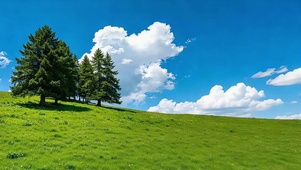 松林晴草地