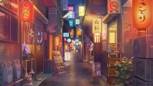 日式夜晚街道