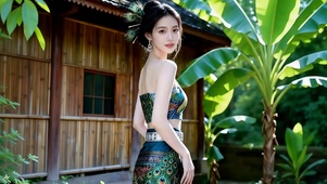 云南傣族的孔雀公主美女