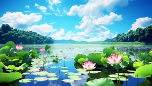 美丽荷塘风景
